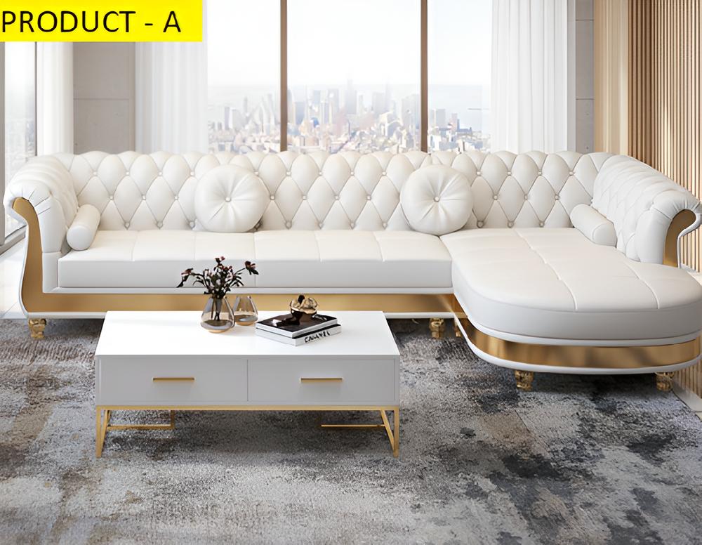 Lixra Exemplary Leather Upholstered Button Tufted Sectional Sofa