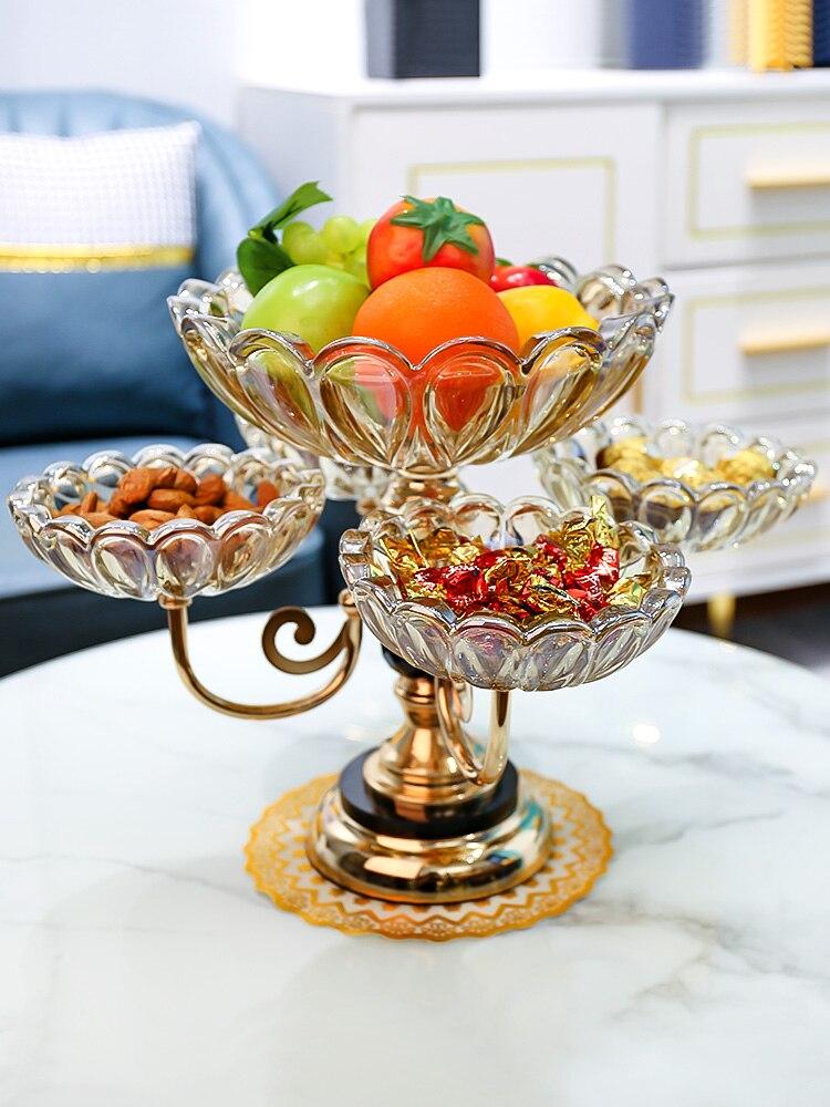 Lixra Exquisite Glass Serving Tray Set With Rotated Crystal Bowls