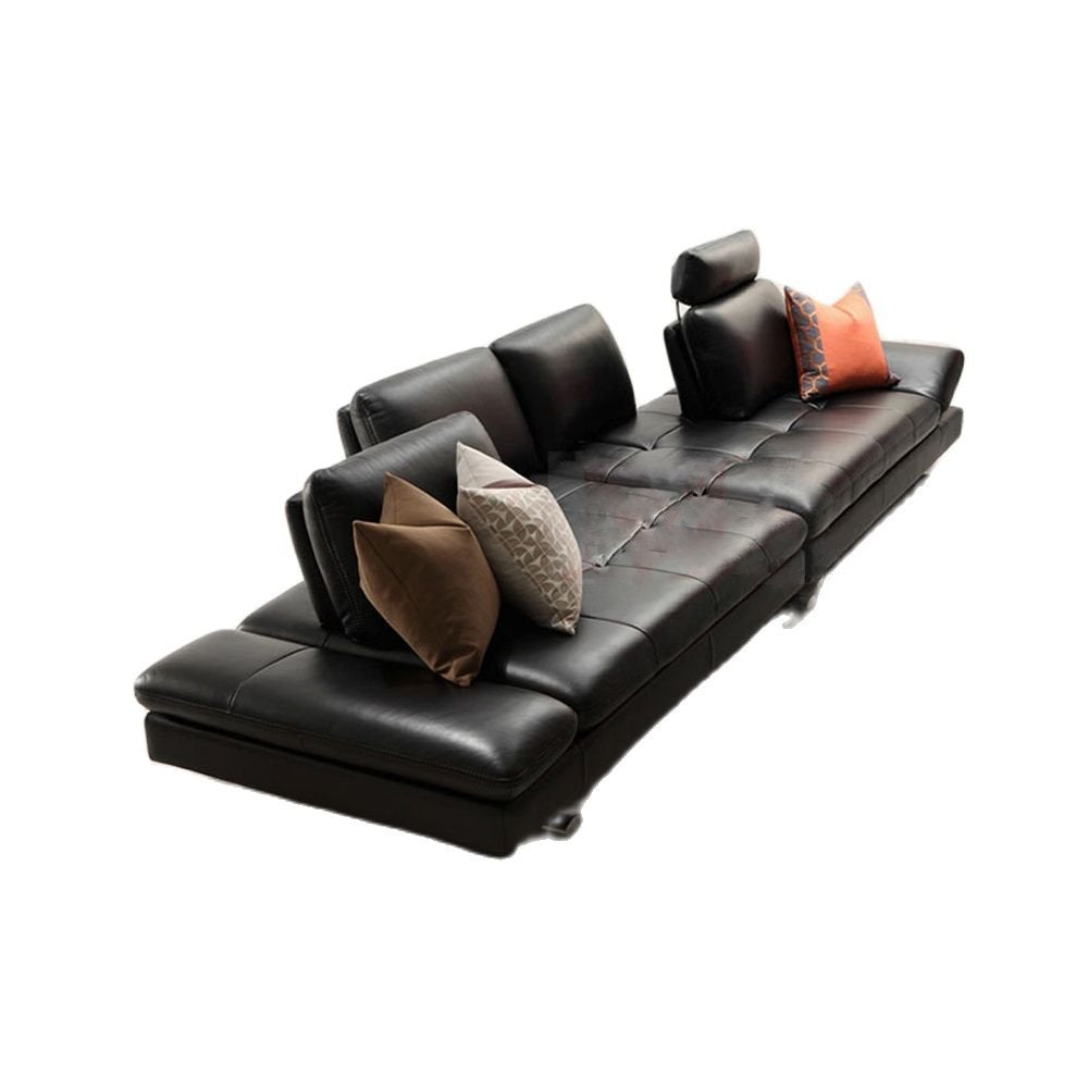 Lixra Exquisite Leather Modest Cushioned-Seated Sectional Sofa