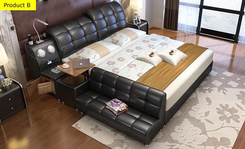 Lixra Exquisite Modern Leather Bed With Sofa Section
