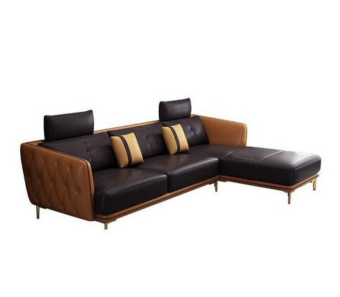Lixra Exquisite Style Luxurious Leather Sectional Sofa With Stool