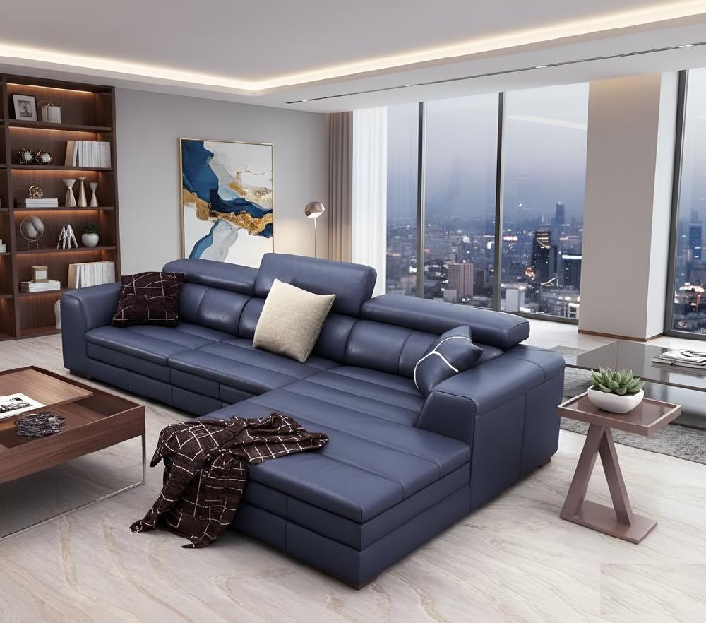 Lixra Fine Furnished Cozy Comfort Leather Sectional Sofa Set