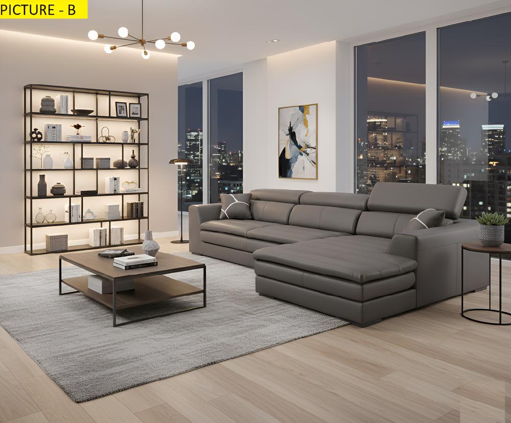 Lixra Fine Furnished Cozy Comfort Leather Sectional Sofa Set