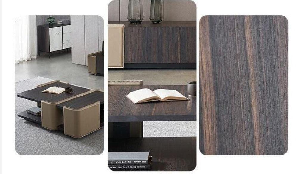 Lixra Futuristic Designed Rustic Wooden Coffee Table And TV Stand
