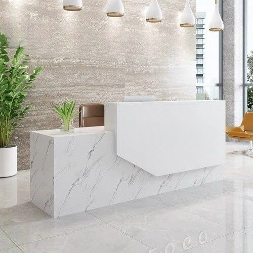Lixra Glossy Finish Wooden Front Desk Reception Desk