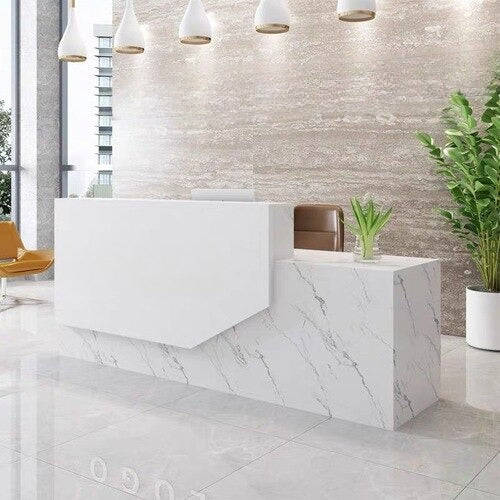 lixra Glossy Finish Wooden Front Desk Reception Desk