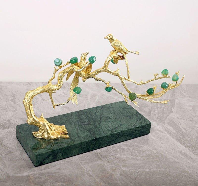 Lixra Golden Finish Elegant Design Marble Base Showpiece