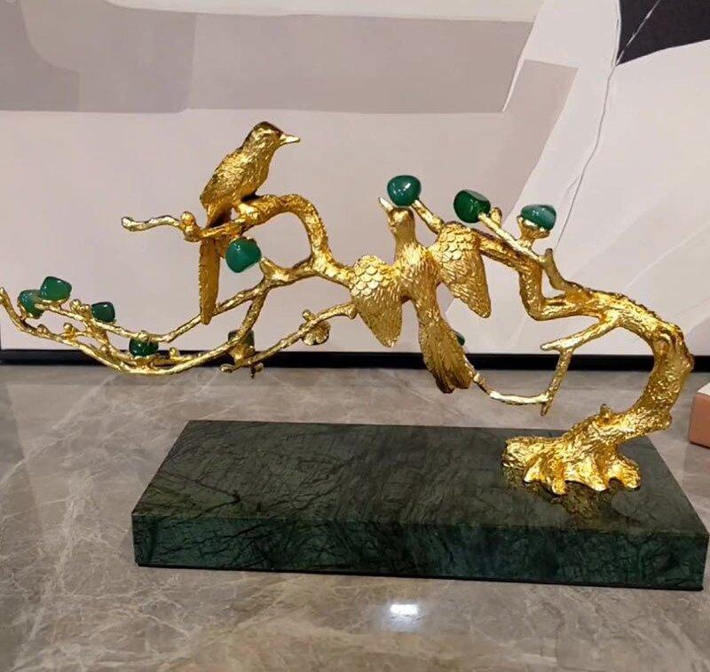 Lixra Golden Finish Elegant Design Marble Base Showpiece