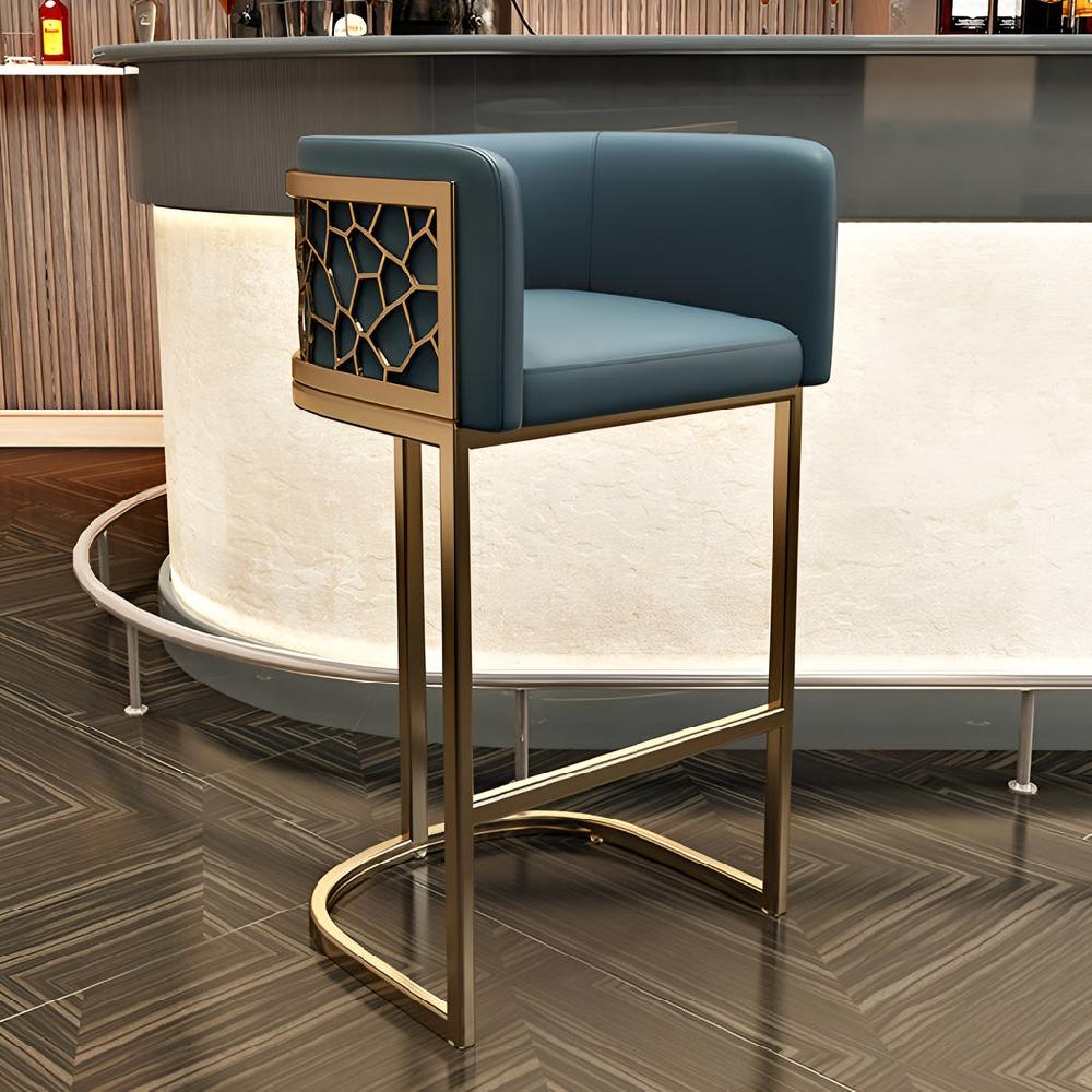 Lixra Golden Finish Leather High Raised Chairs Set Of 3