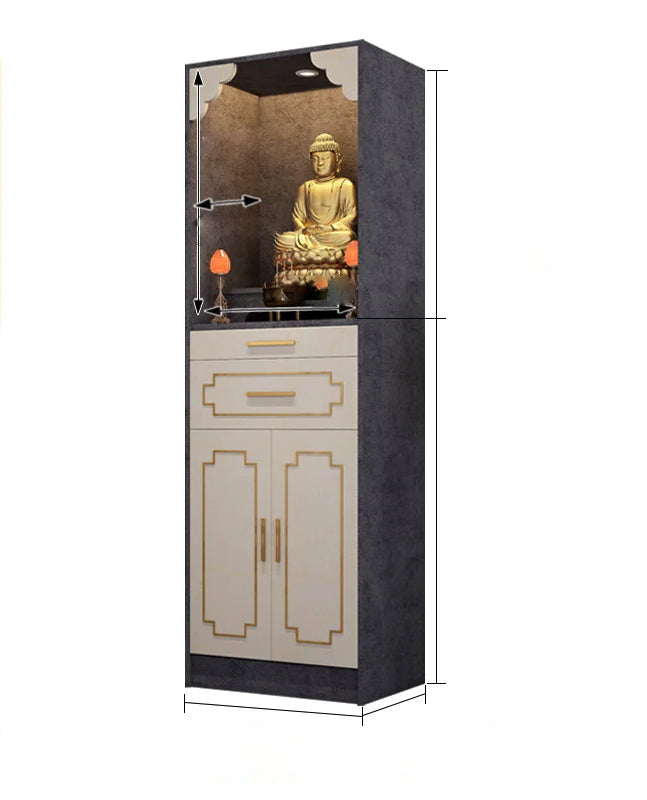 Lixra Golden Glow White Wooden Temple With Elegant Accents