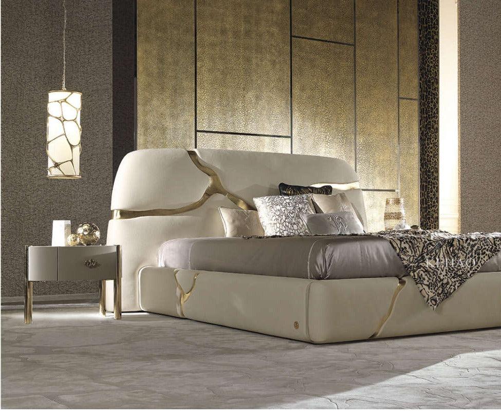 Lixra Golden Grace Luxurious Fabric Rectangular Bed