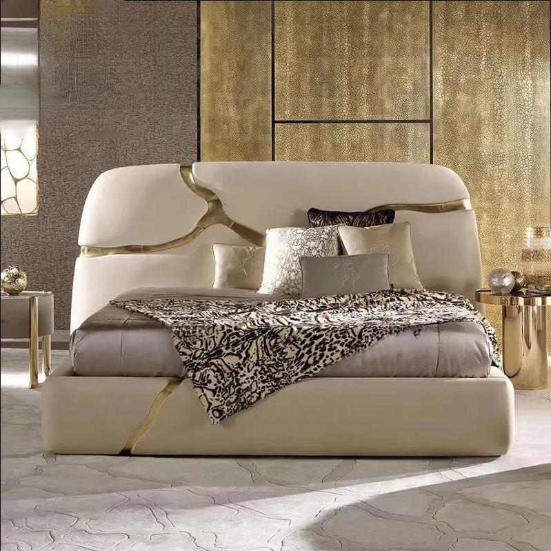 lixra Golden Grace Luxurious Fabric Rectangular Bed