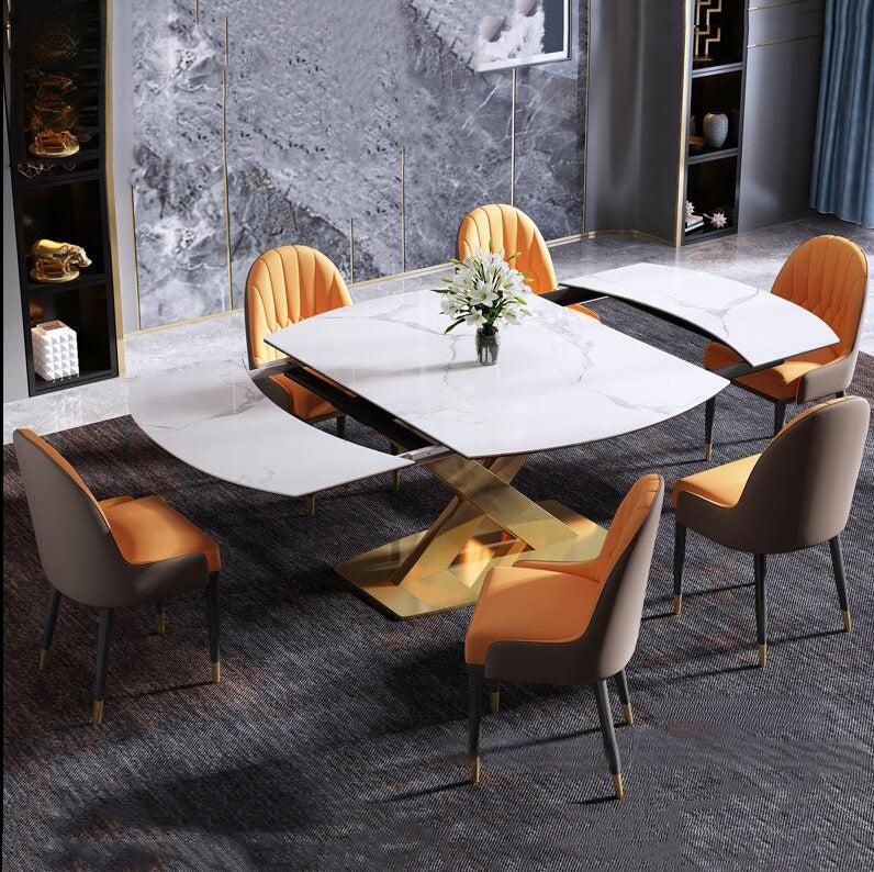 lixra Golden Marble Extendable Rectangular Dining-Set