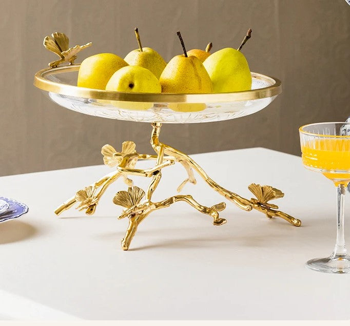 Lixra Gorgeous Golden Perch Glass Fruit And Dessert Bowl