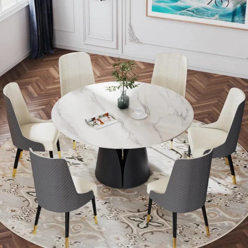 Lixra Gorgeous Sintered Stone Split Base Round Dining Table