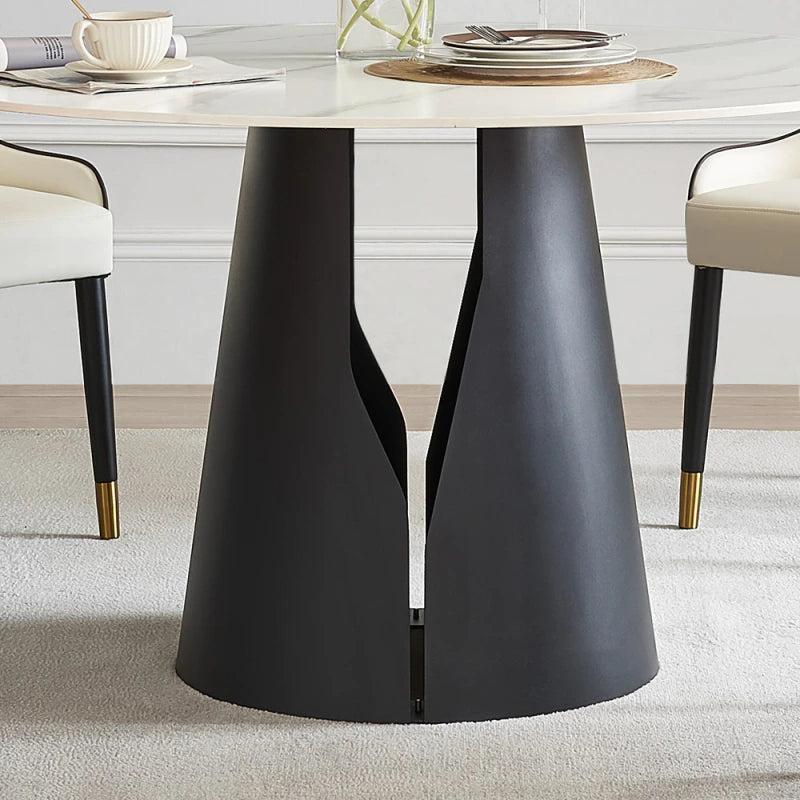 Lixra Gorgeous Sintered Stone Split Base Round Dining Table