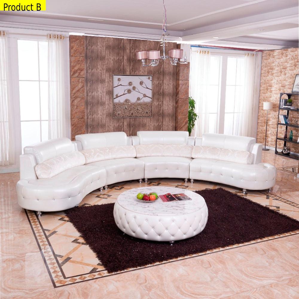 Lixra Half-Moon Shaped Modern Leather Circular Sofa With Coffee Table