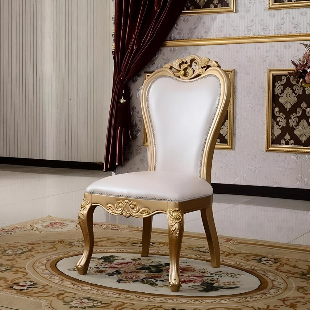 lixra Hand Carved European Leather Dinner Chair Set