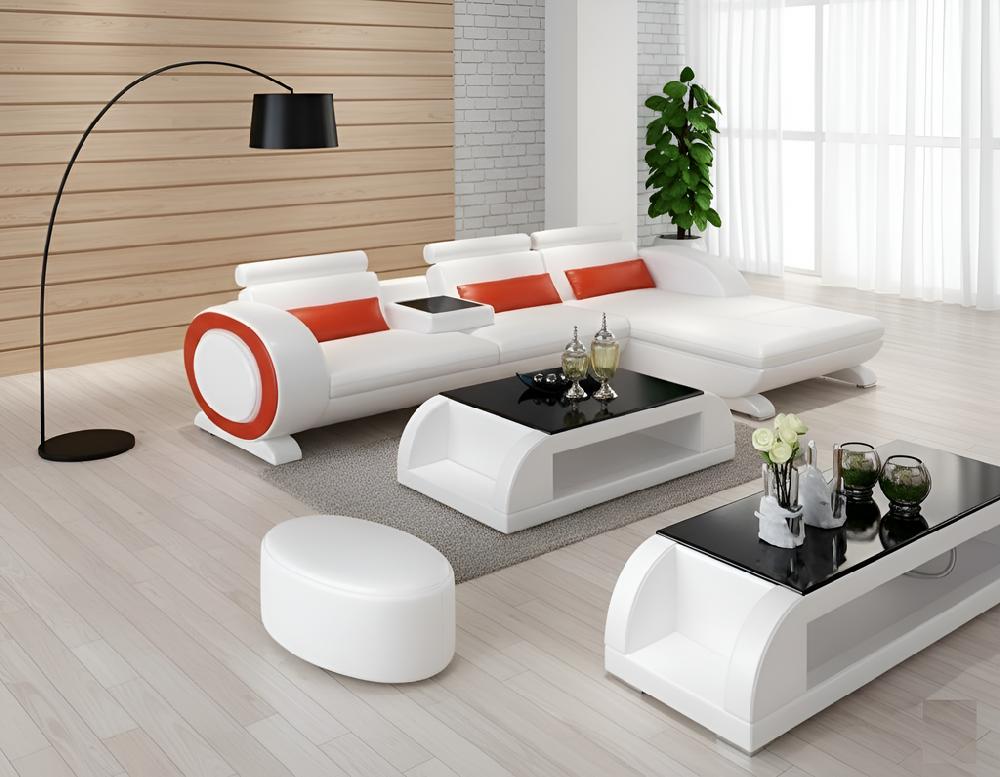 Lixra Impressive Spectacular Interior Designed L-Shaped Leather Sectional Sofa Set