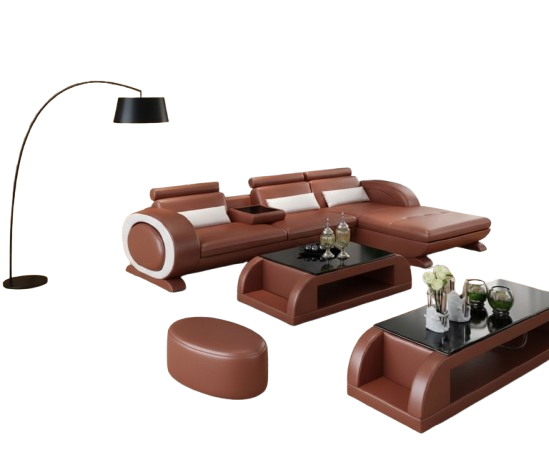 Lixra Impressive Spectacular Interior Designed L-Shaped Leather Sectional Sofa Set