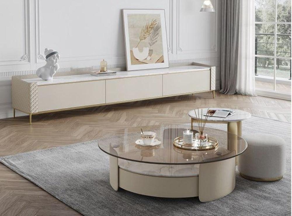 Lixra Impressive Sturdy Structured Wooden Coffee Table And TV Stand