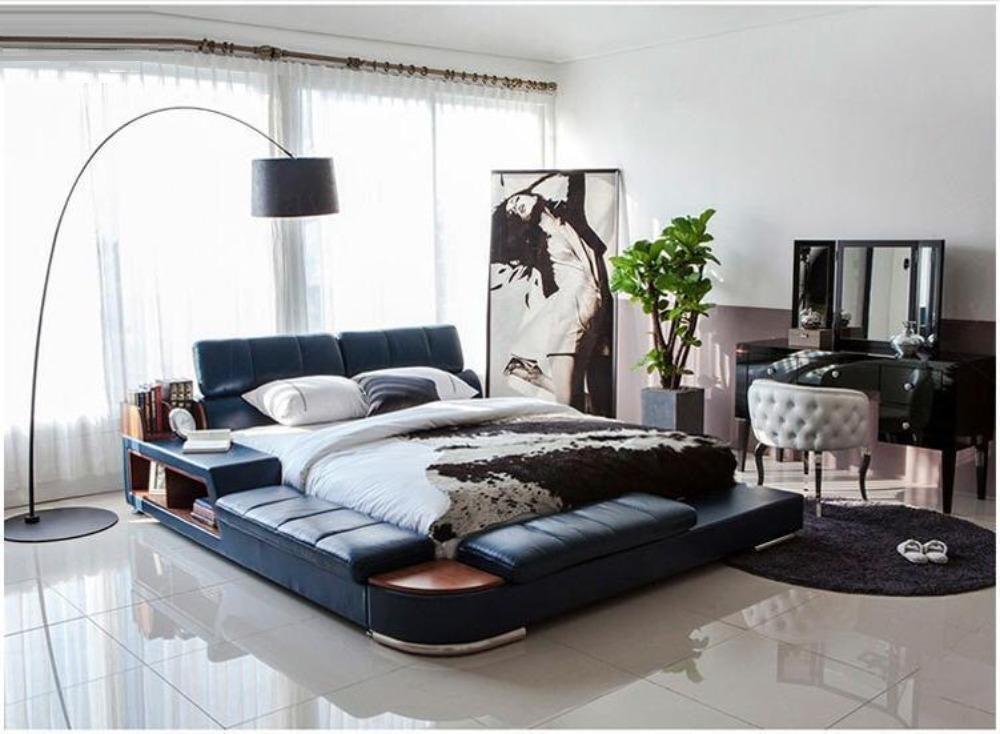 Lixra Italian Designed Modern Wooden Frame Leather Bed