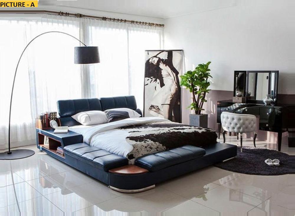 Lixra Italian Designed Modern Wooden Frame Leather Bed