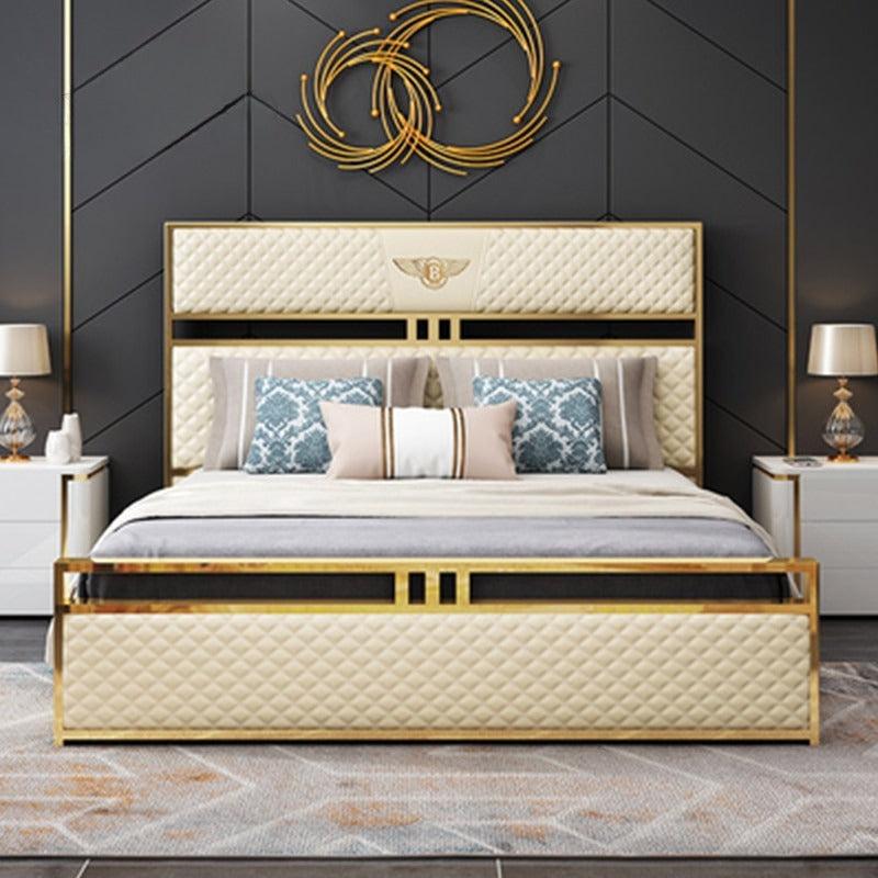 lixra Italian Light Luxurious Leather Upholstered Bed