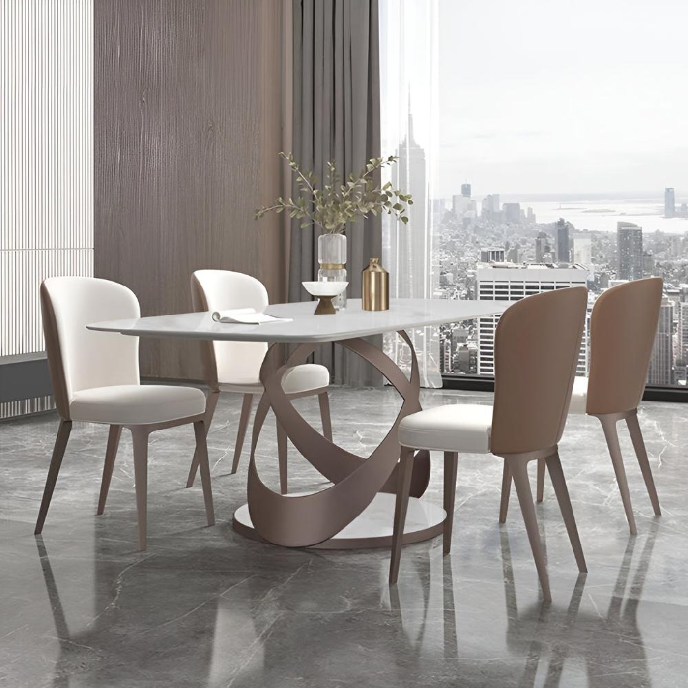 Lixra Italian Rectangular Marble Dining Table Set With Chairs