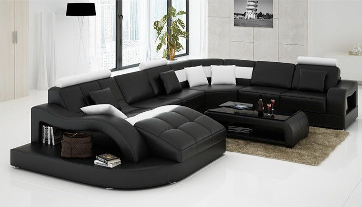 Lixra Italian Style Living Room Leather Sectional Sofa