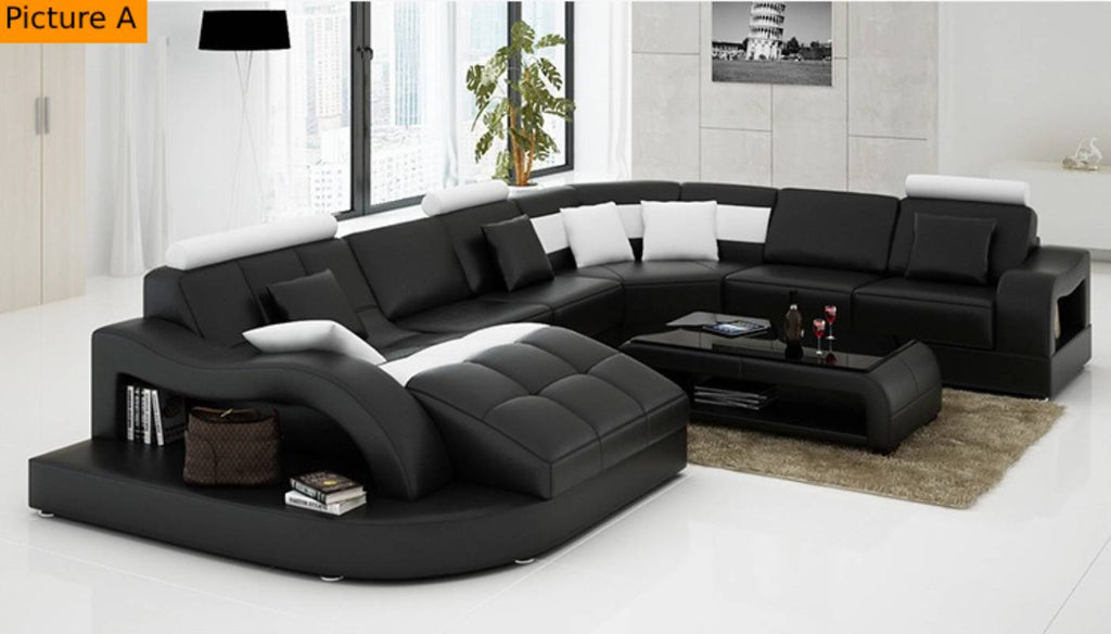 Lixra Italian Style Living Room Leather Sectional Sofa