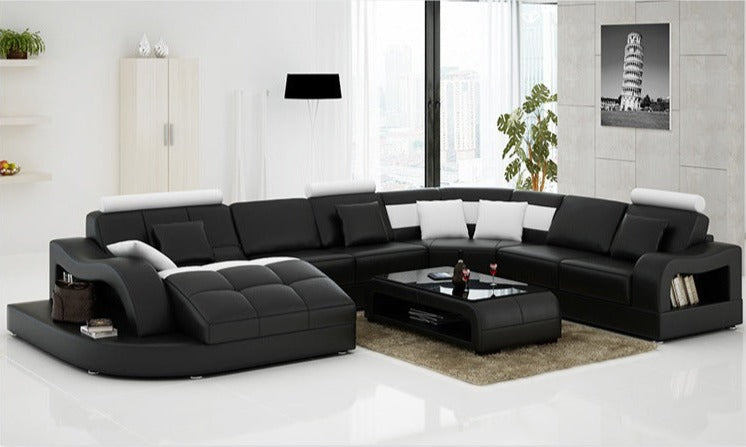 Lixra Italian Style Living Room Leather Sectional Sofa