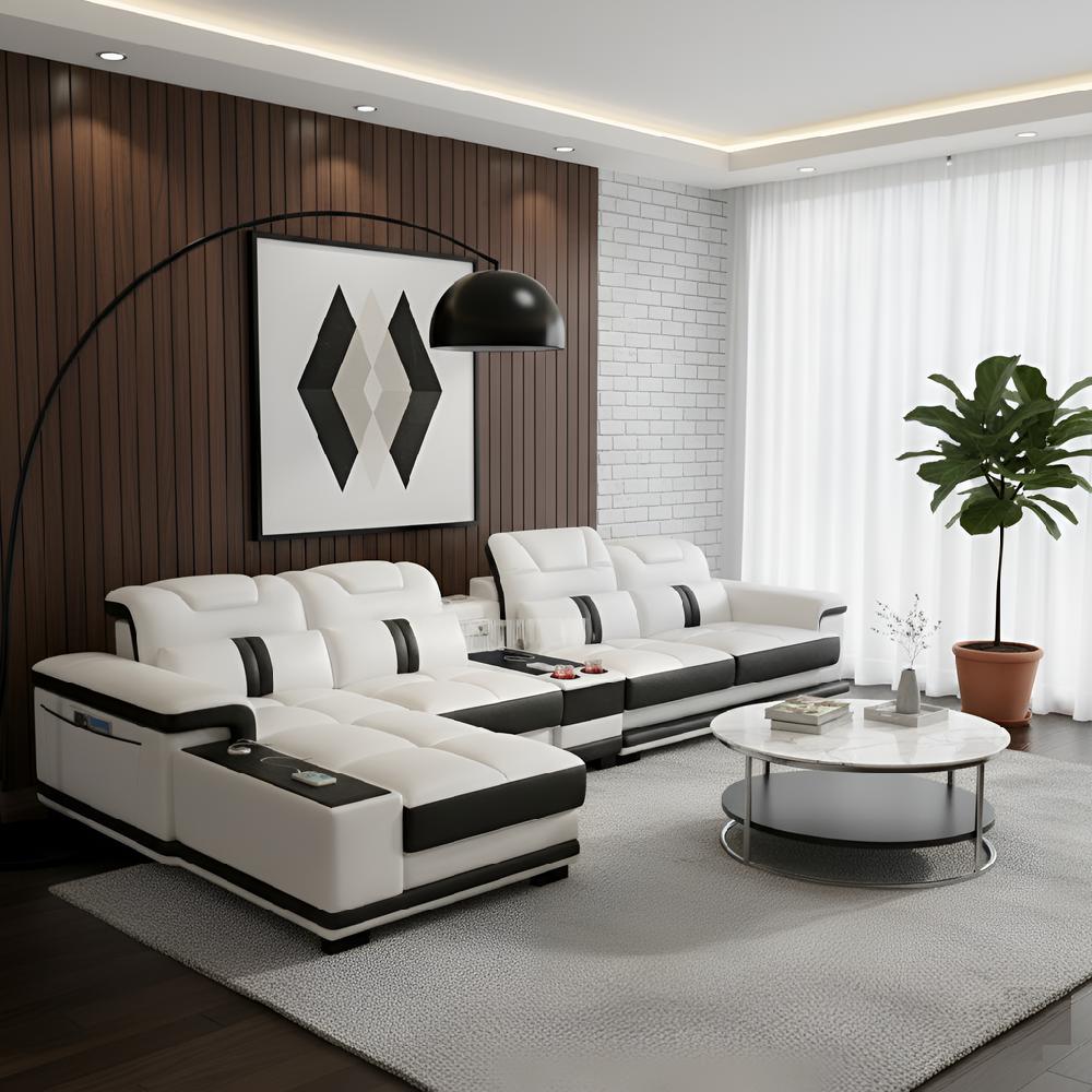 Lixra L-shaped Dynamic And Simple Leather Sectional Sofa