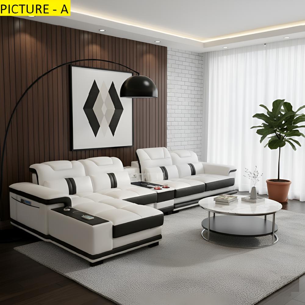 Lixra L-shaped Dynamic And Simple Leather Sectional Sofa