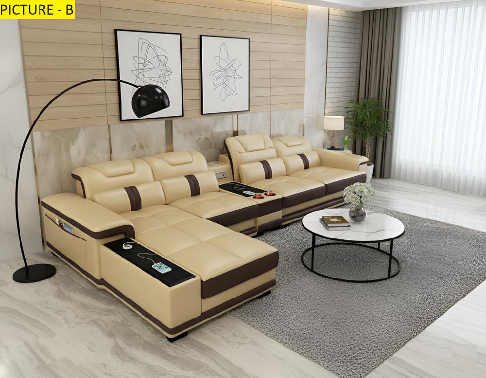 Lixra L-shaped Dynamic And Simple Leather Sectional Sofa
