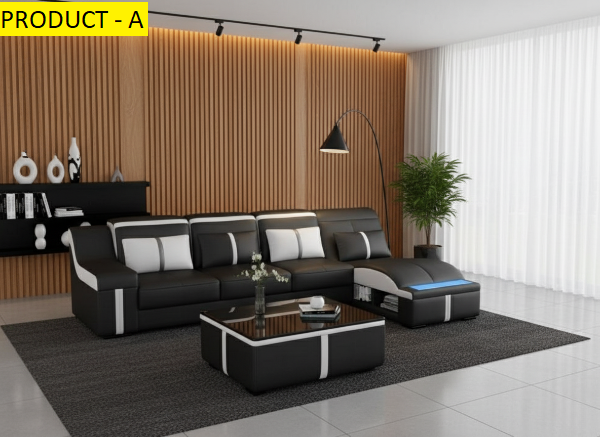 Lixra L-Shaped Multipurpose LED Leather Sectional Sofa