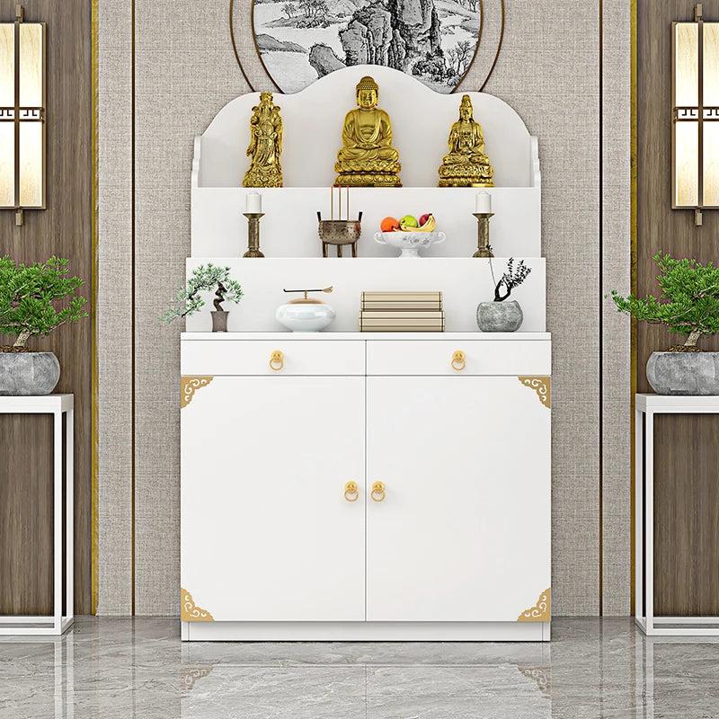 Lixra Large-Capacity Pooja Cabinet With Retro Charm