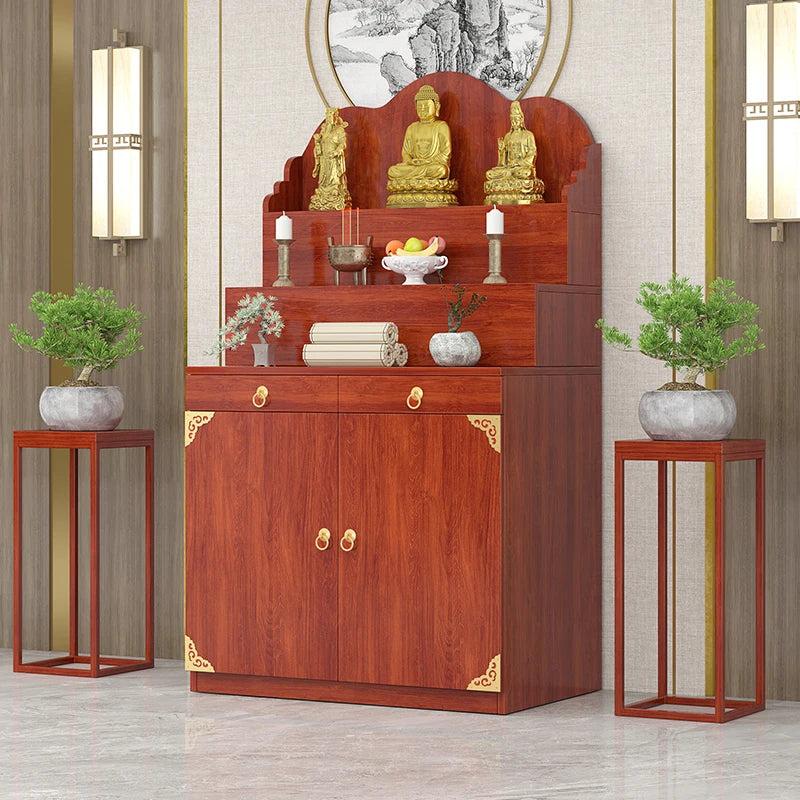 lixra Large-Capacity Pooja Cabinet With Retro Charm