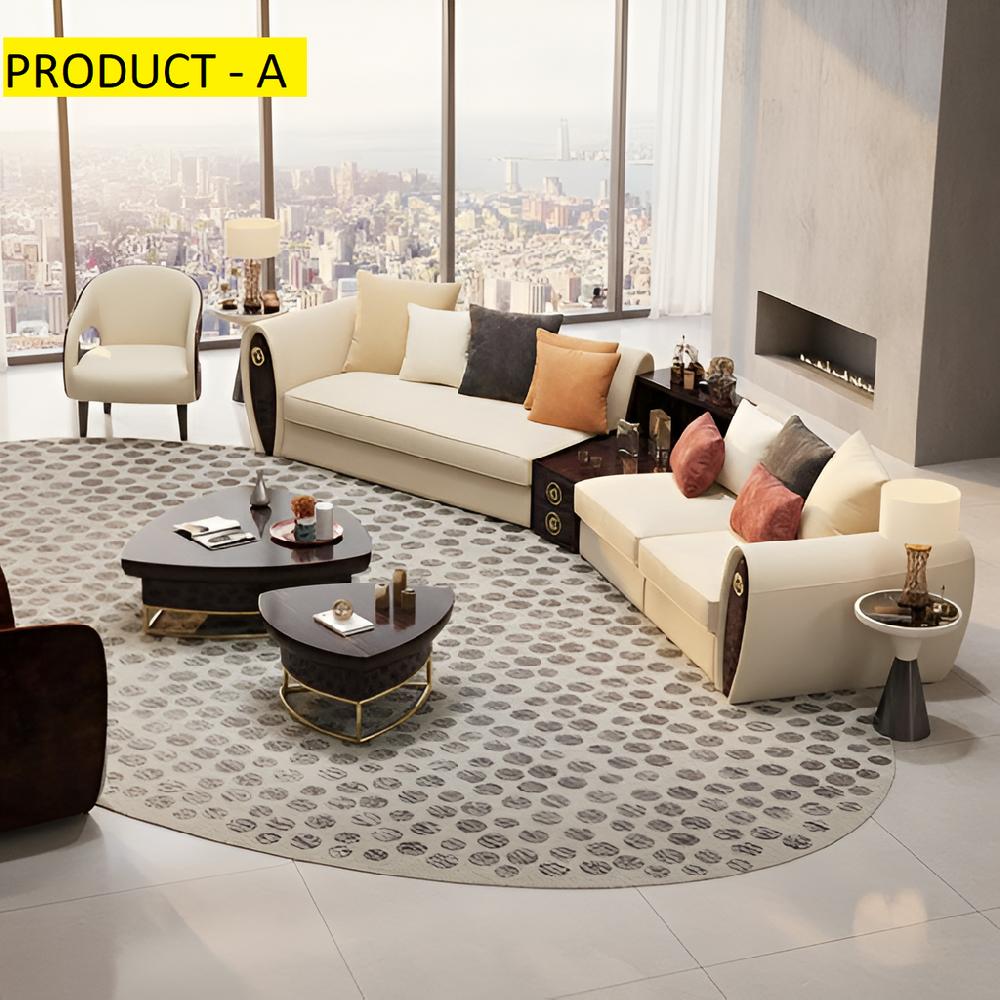 Lixra Large Leather Upholstered Shiny Wooden Frame Sofa