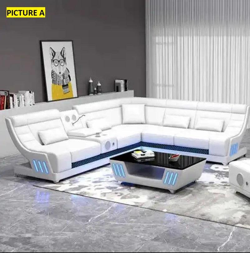 Lixra Leather Sectional LED Sofa With Chaise Lounge