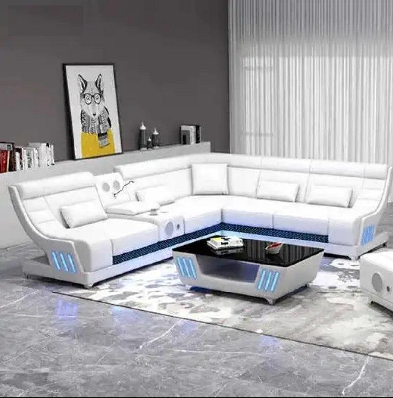 Lixra Leather Sectional LED Sofa With Chaise Lounge
