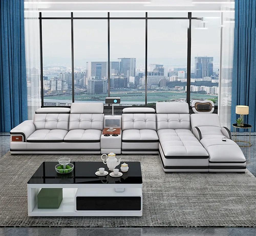 Lixra Leather Sectional Sofa Set With Multi Function