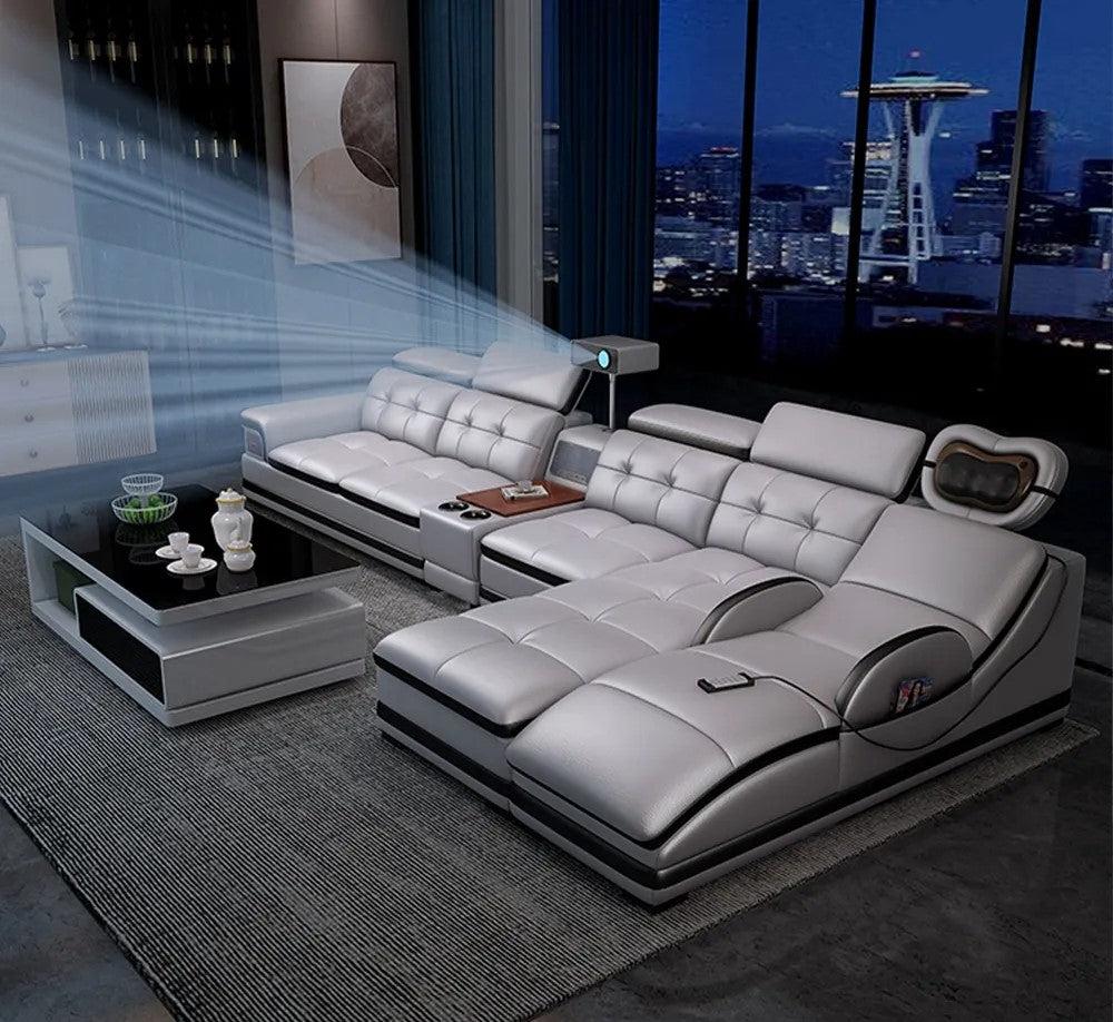 Lixra Leather Sectional Sofa Set With Multi Function