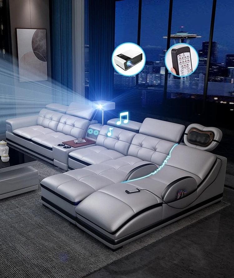 Lixra Leather Sectional Sofa Set With Multi Function