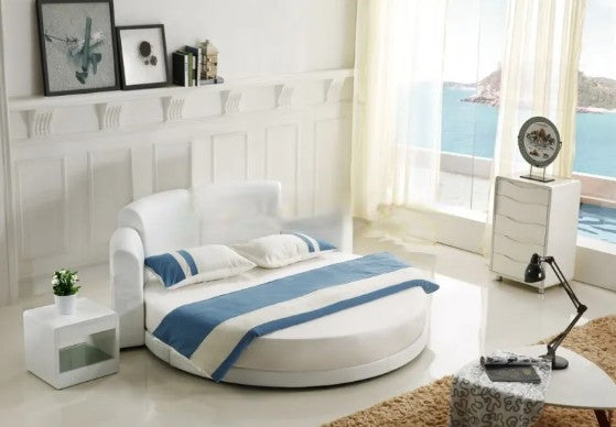 lixra Leather Upholstered Modern Style Circular Bed