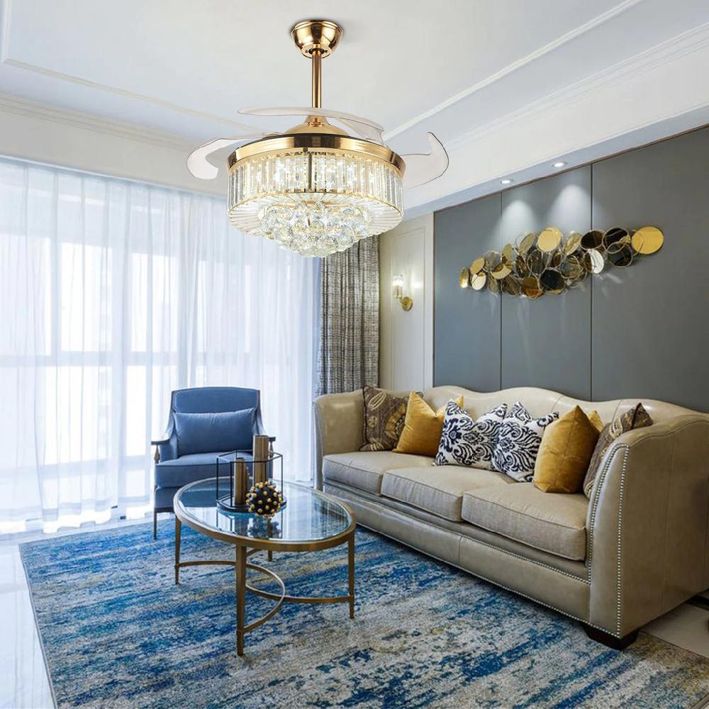 Lixra LED-Crystal Chandelier With Retractable Ceiling-Fan