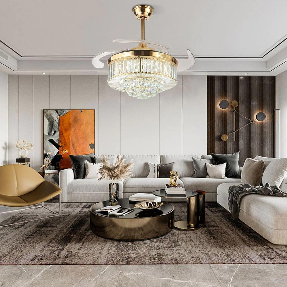 Lixra LED-Crystal Chandelier With Retractable Ceiling-Fan