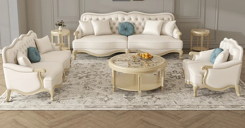 Lixra Liville Antique European Style Leather Sofa Set