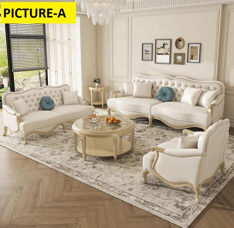 Lixra Liville Antique European Style Leather Sofa Set