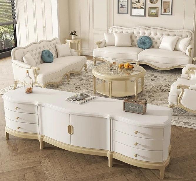 Lixra Liville Antique European Style Leather Sofa Set